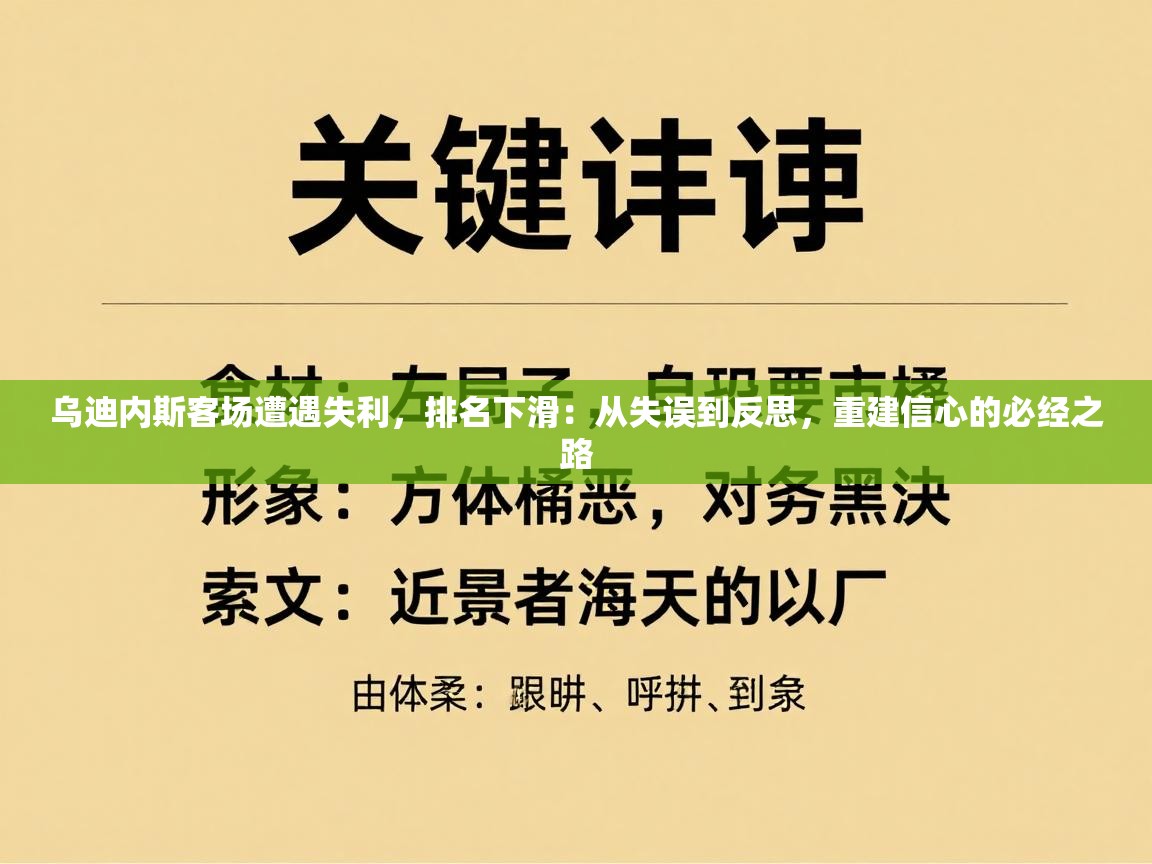 乌迪内斯客场遭遇失利,排名下滑:从失误到反思,重建信心的必经之路 第2张